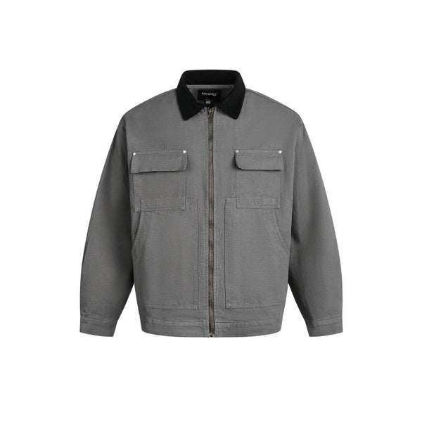 Washed Detroit Work Jacket Retro Heavyweight Canvas Outerwear Men