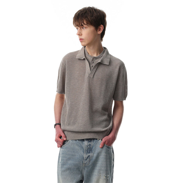 Fake two double-layer lapel polo shirts