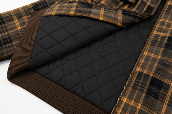Color blocking plaid thick lapel jacket