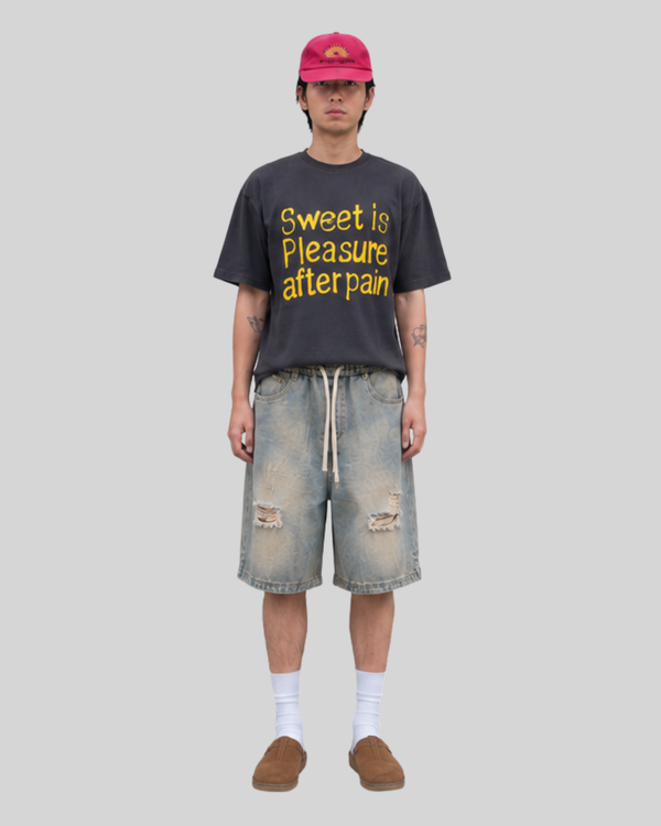 Casual Vintage Ripped Denim Shorts for Men