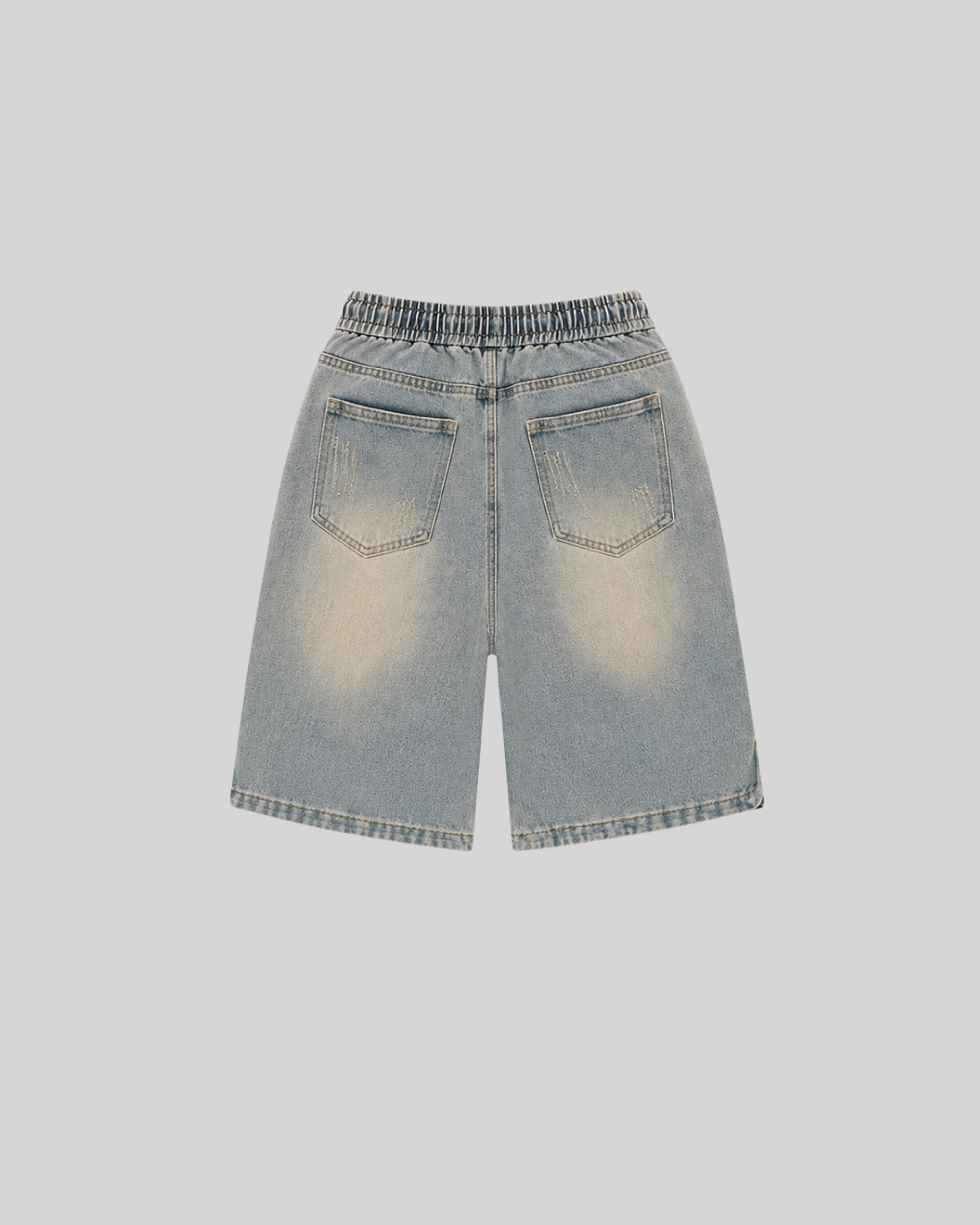 Distressed Denim Utility Shorts-3