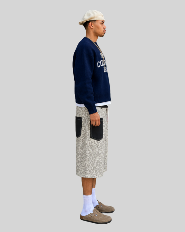 Pants Men High Street Loose Denim Shorts