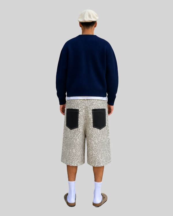 Pants Men High Street Loose Denim Shorts