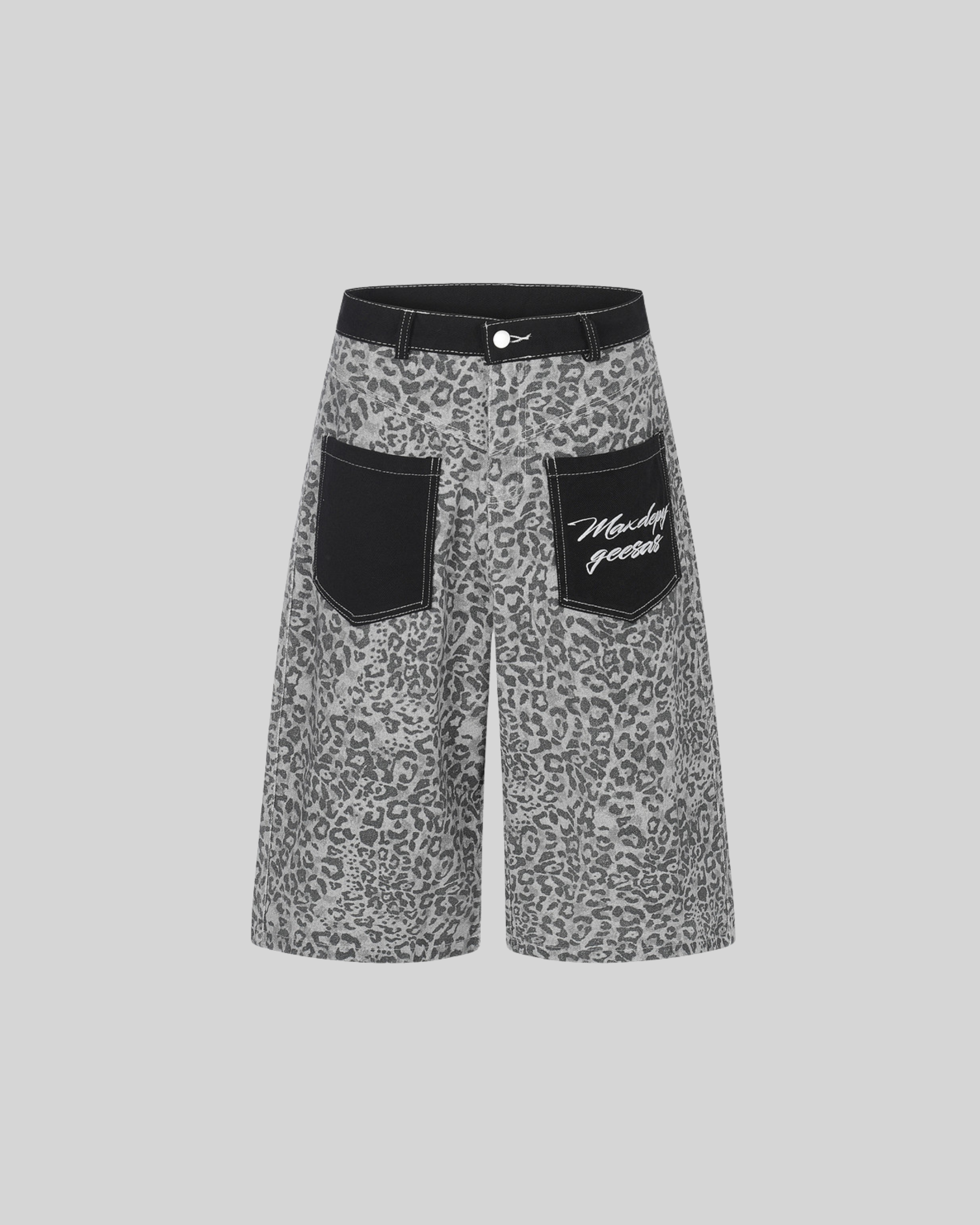 Pants Men High Street Loose Denim Shorts-7