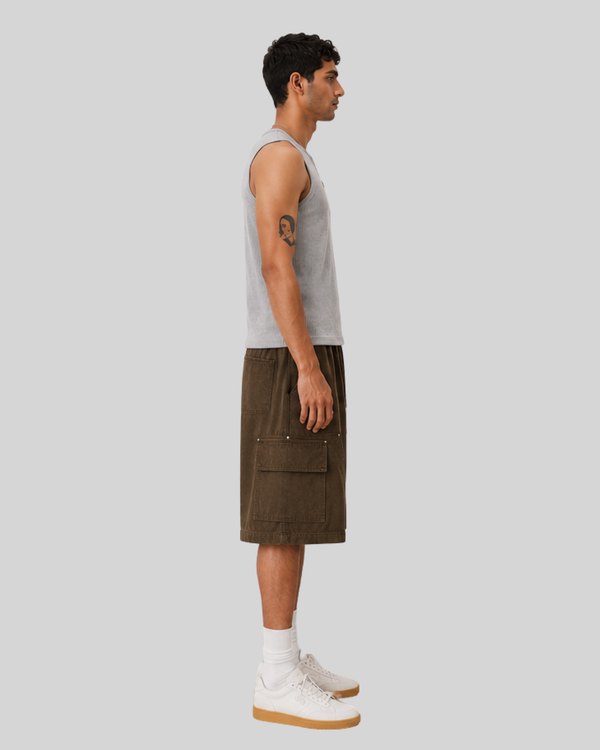 Street Military Green Multi-pocket Cargo Shorts for Men