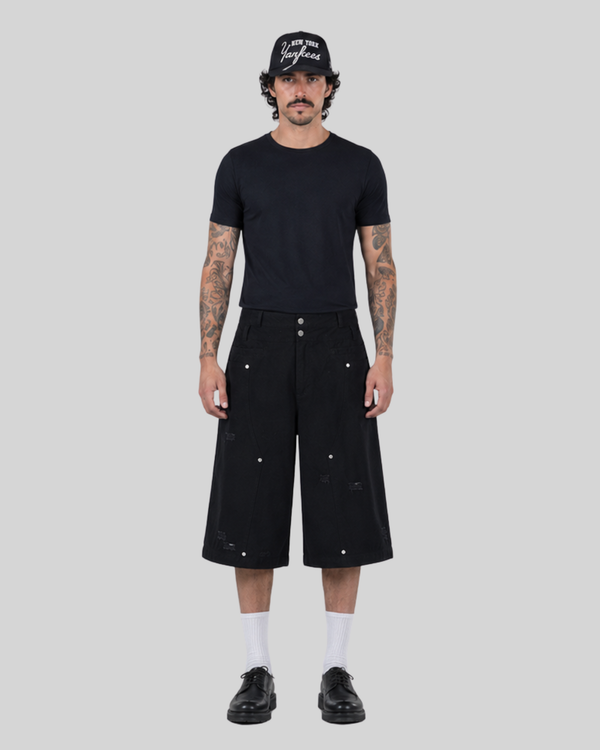 Work Pants for Men and Women Loose Wide-Leg Three-Quarter Length