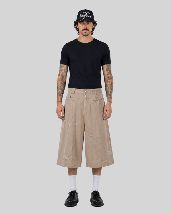 Work Pants for Men and Women Loose Wide-Leg Three-Quarter Length
