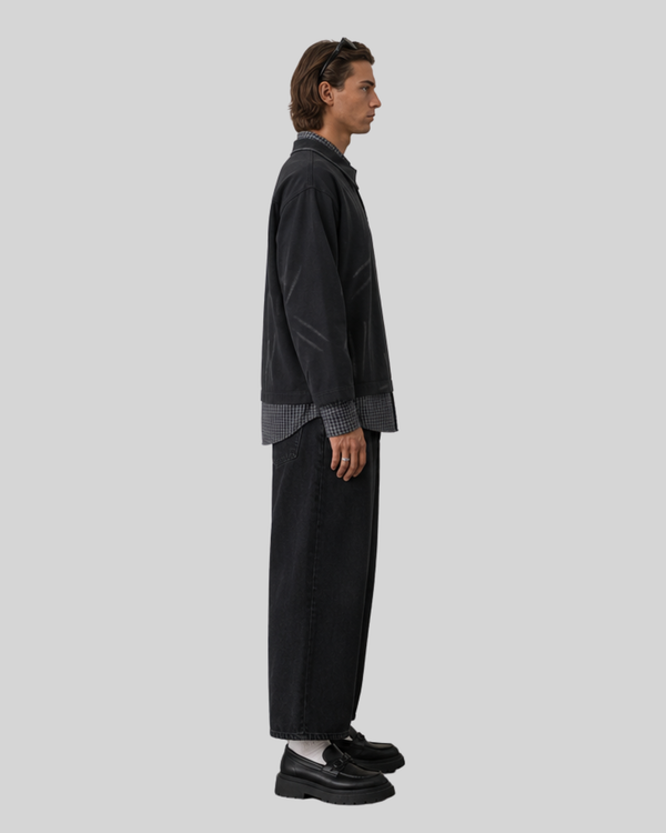 Fake two irregular washed spliced shirts for men