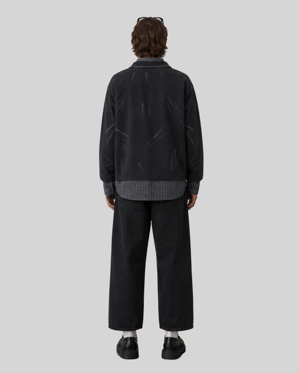 Fake two irregular washed spliced shirts for men