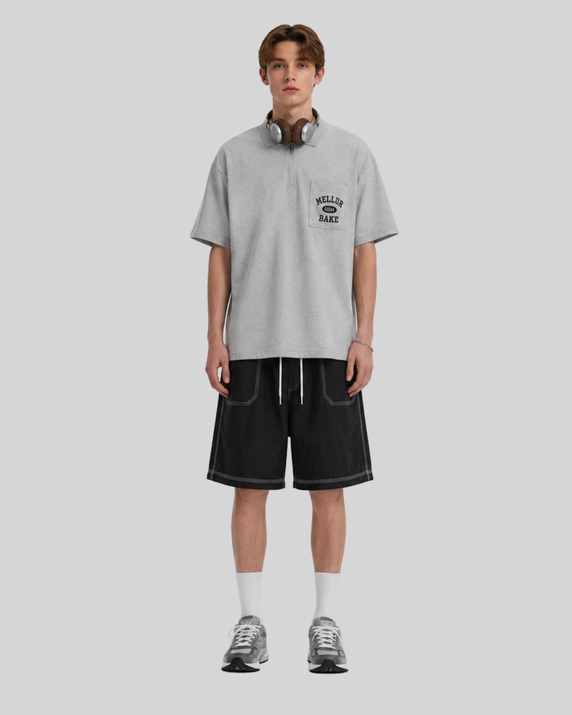 Topstitched Beach Shorts
