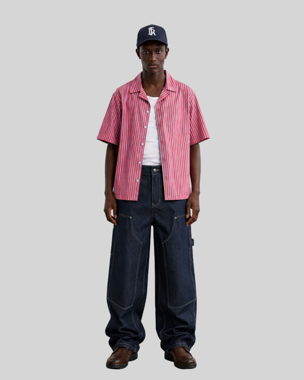 Loose Fit Original Denim Jeans for Men and Women, Deep Color Straight Leg Long Pants Trendy Design