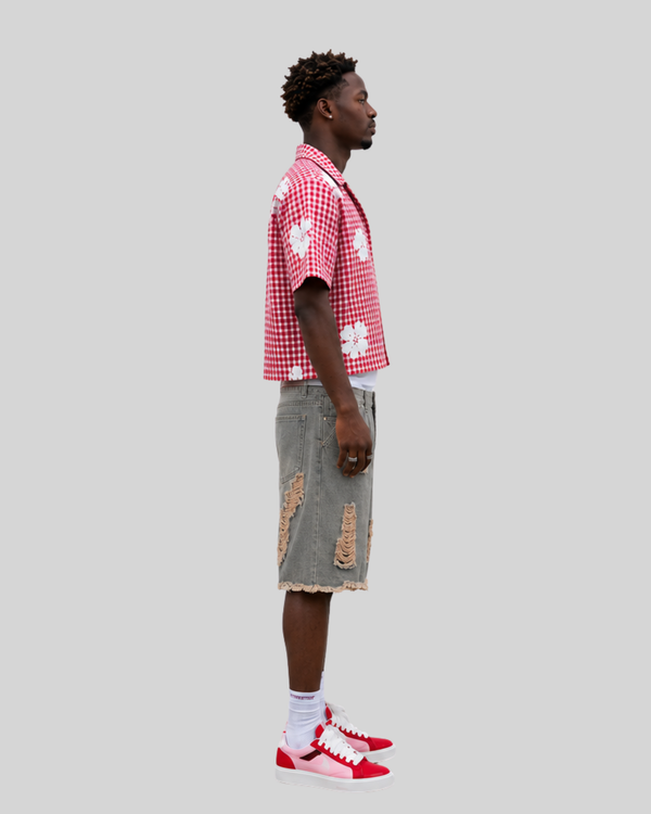 Summer washed distressed denim shorts for men