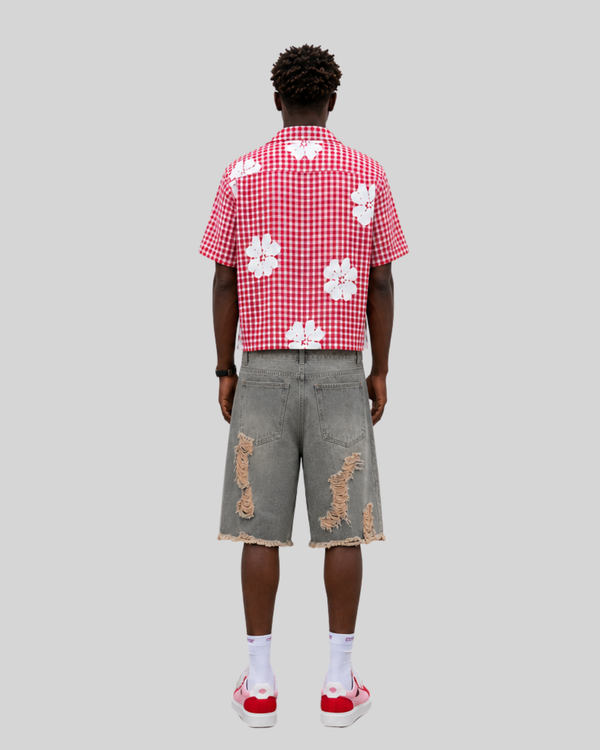 Summer washed distressed denim shorts for men