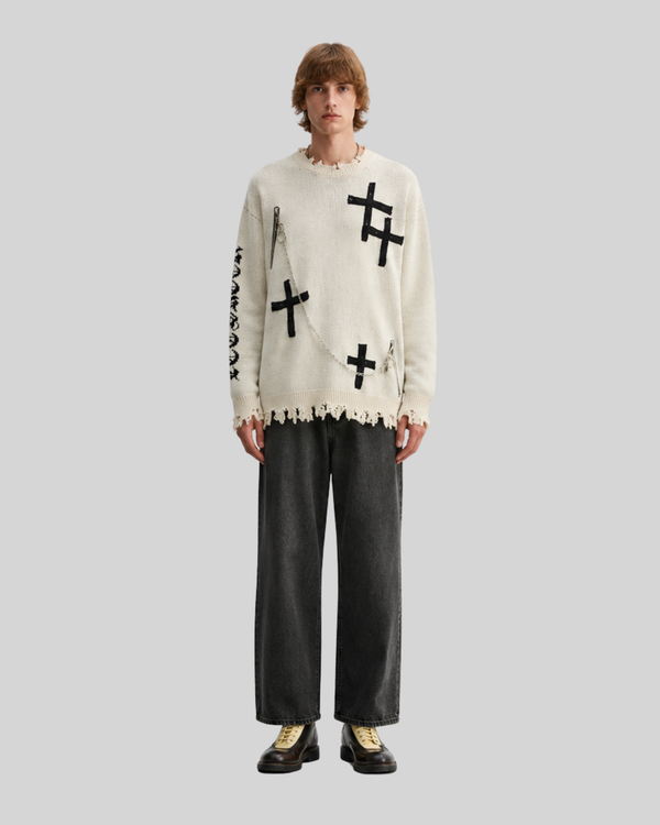 Knitted sweater necklace cross sweater for men