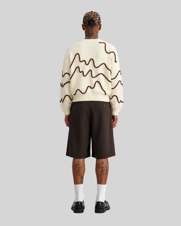 Color blocking line design sweater for men