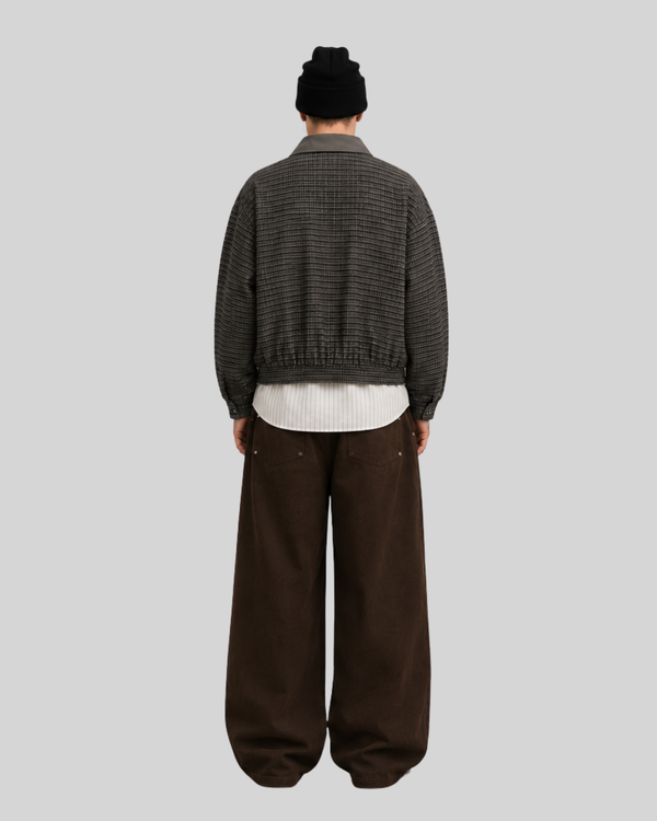 Loose Jacket for Men with Faux Two-Piece Patchwork Design