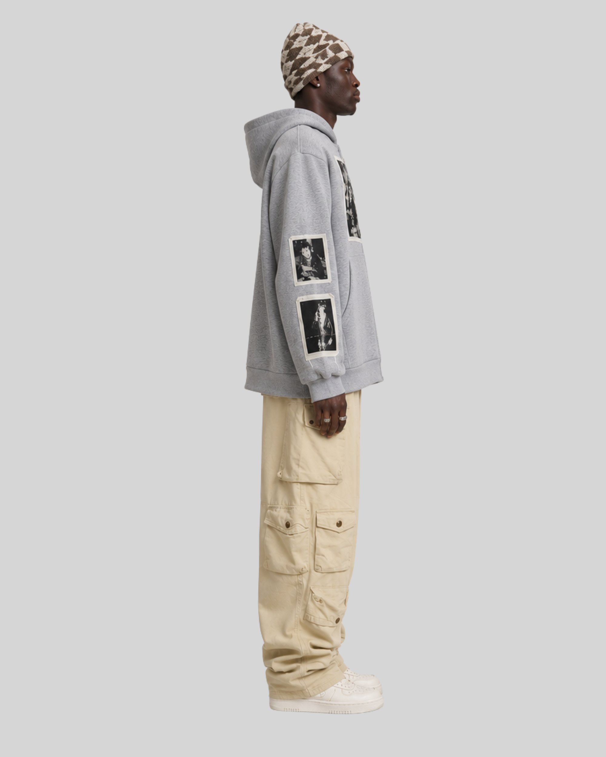 Tape Detail Zip Hoodie-4
