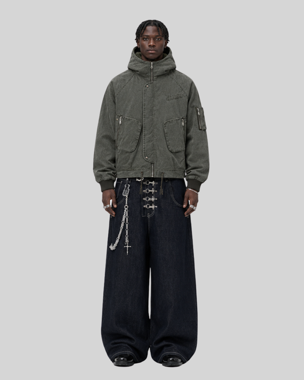 Lamb wool coat hooded cotton jacket for men