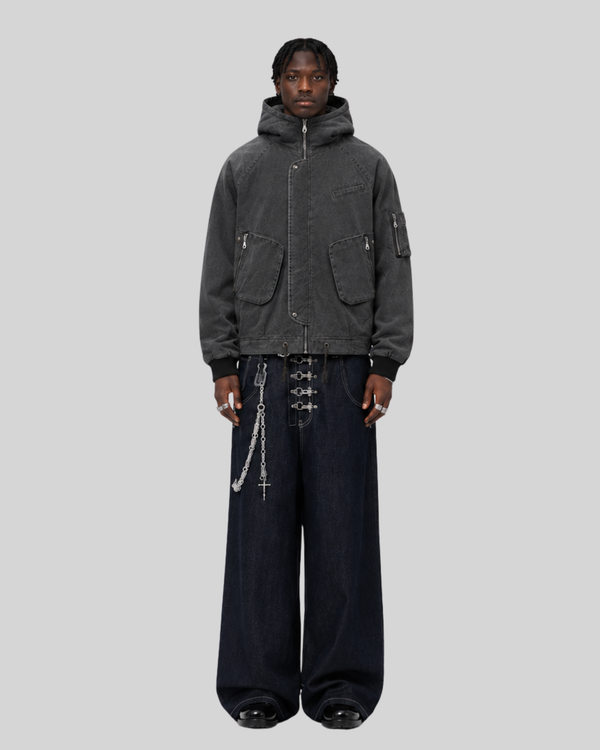 Lamb wool coat hooded cotton jacket for men