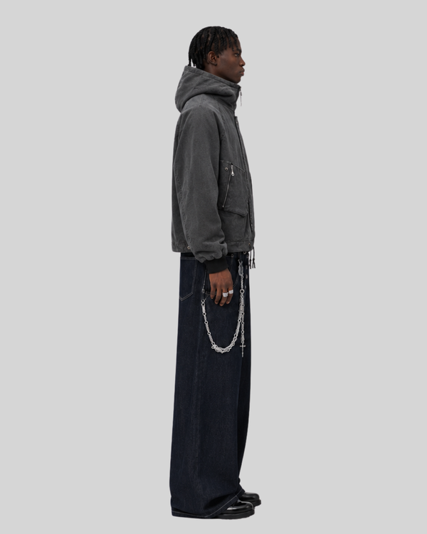 Lamb wool coat hooded cotton jacket for men