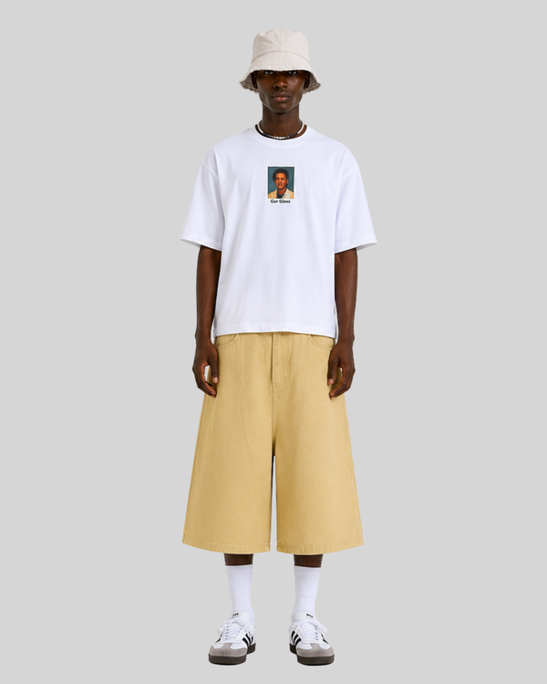 Washed denim cropped pants for men