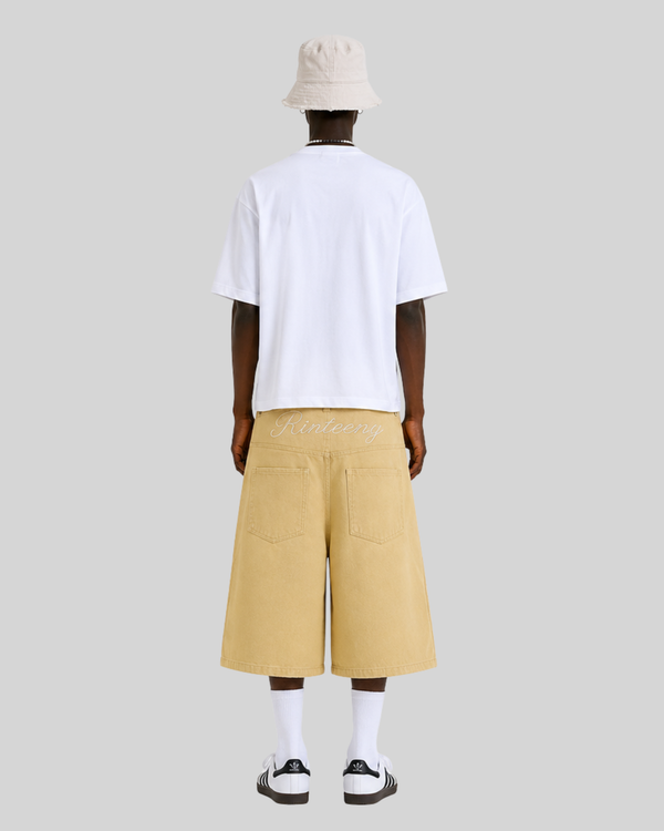 Washed denim cropped pants for men