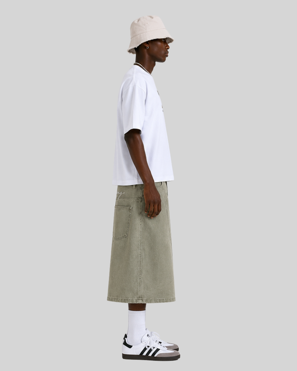 Washed denim cropped pants for men