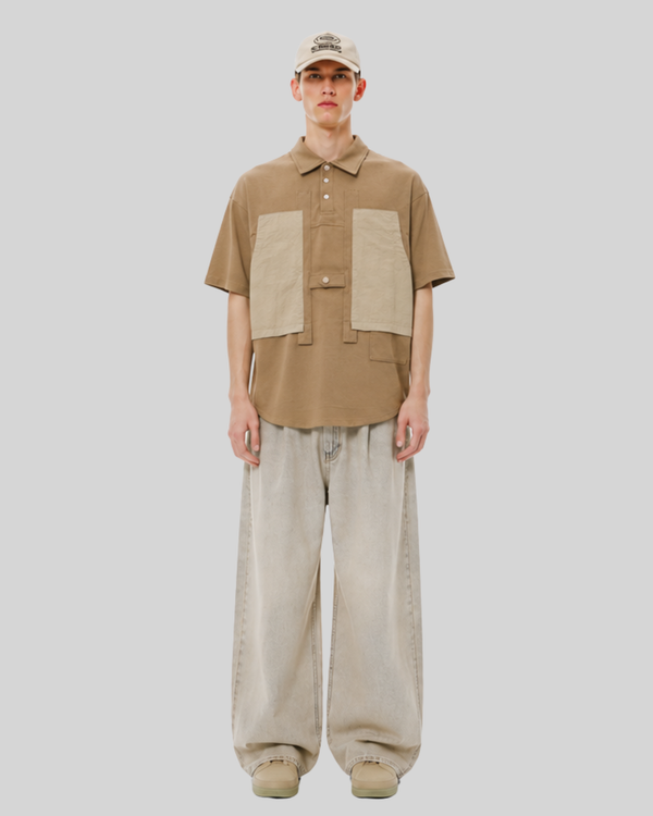 Splicing fake two short sleeved polo shirts with a collar for men
