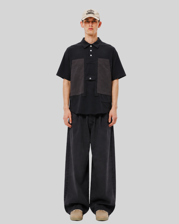 Splicing fake two short sleeved polo shirts with a collar for men