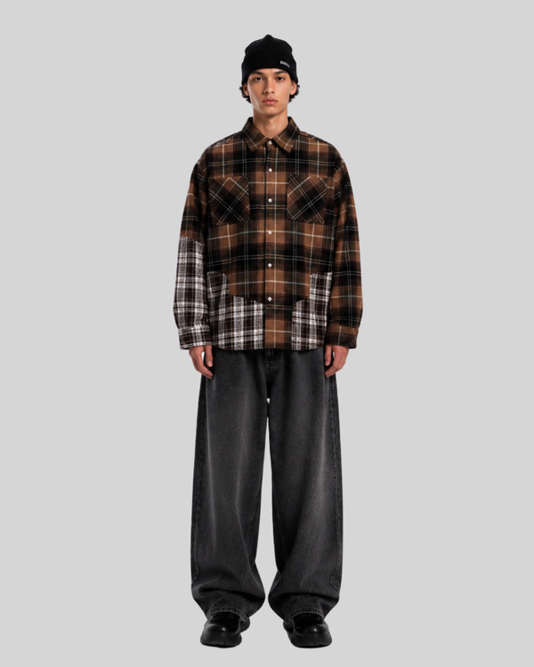 Splicing plaid shirt for men