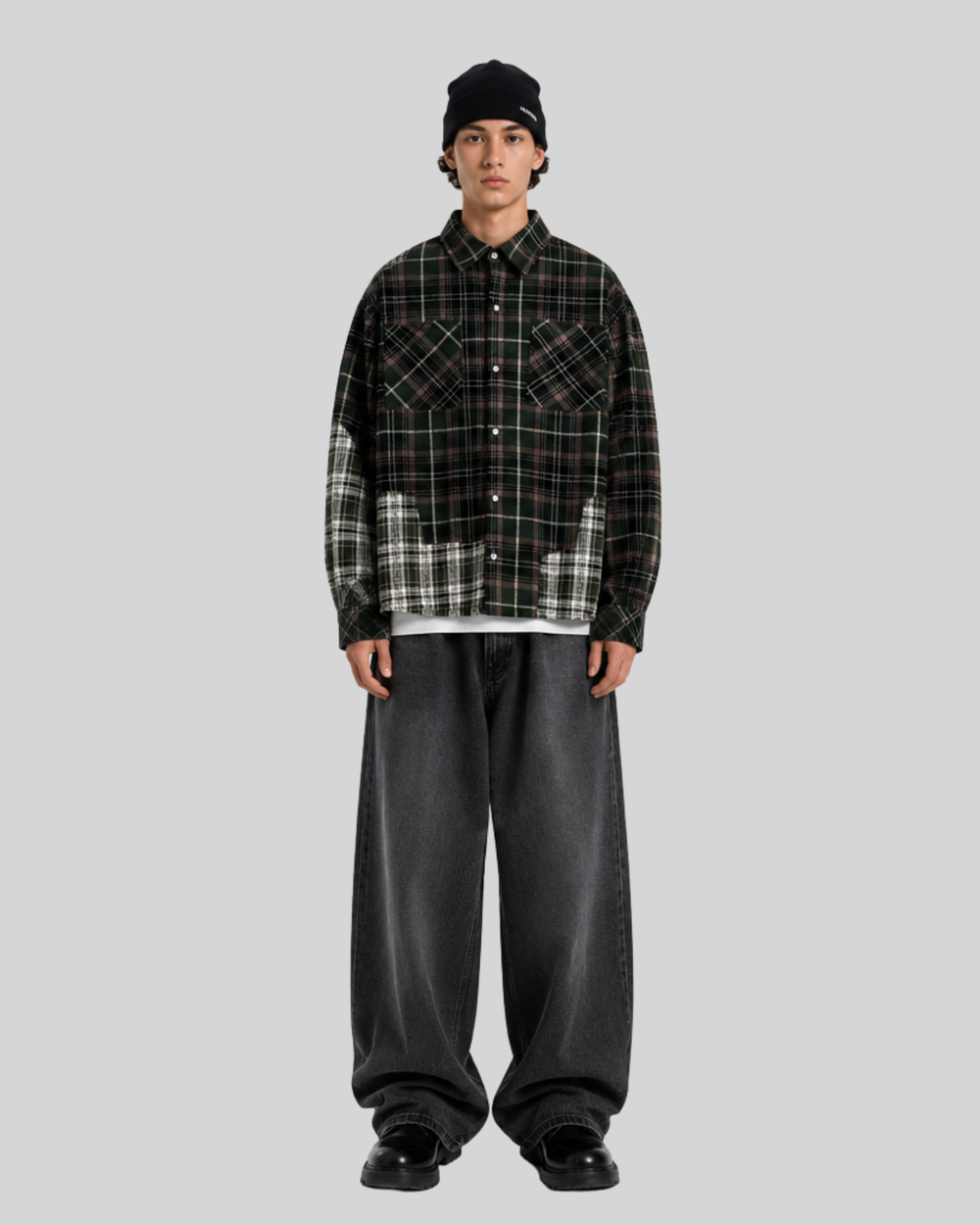 Splicing plaid shirt for men