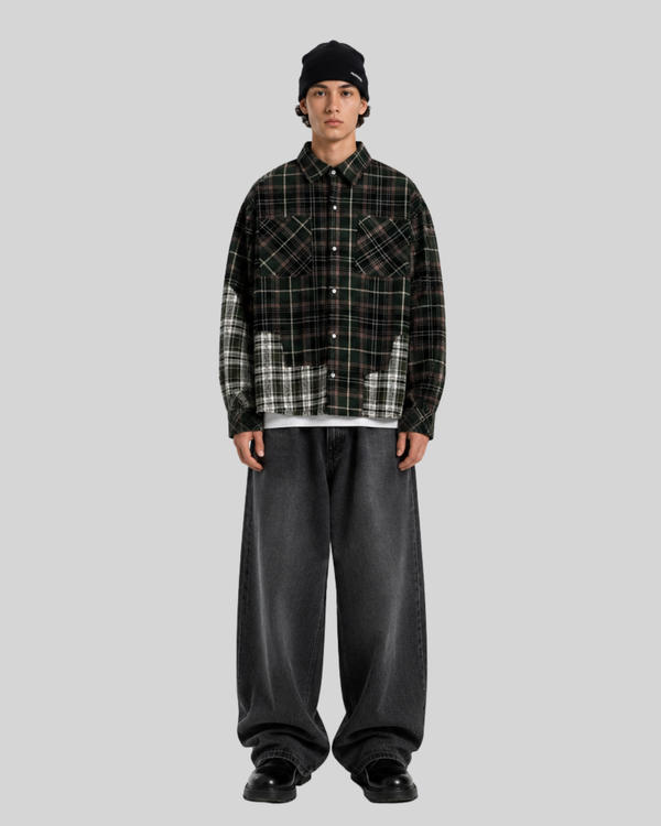 Splicing plaid shirt for men