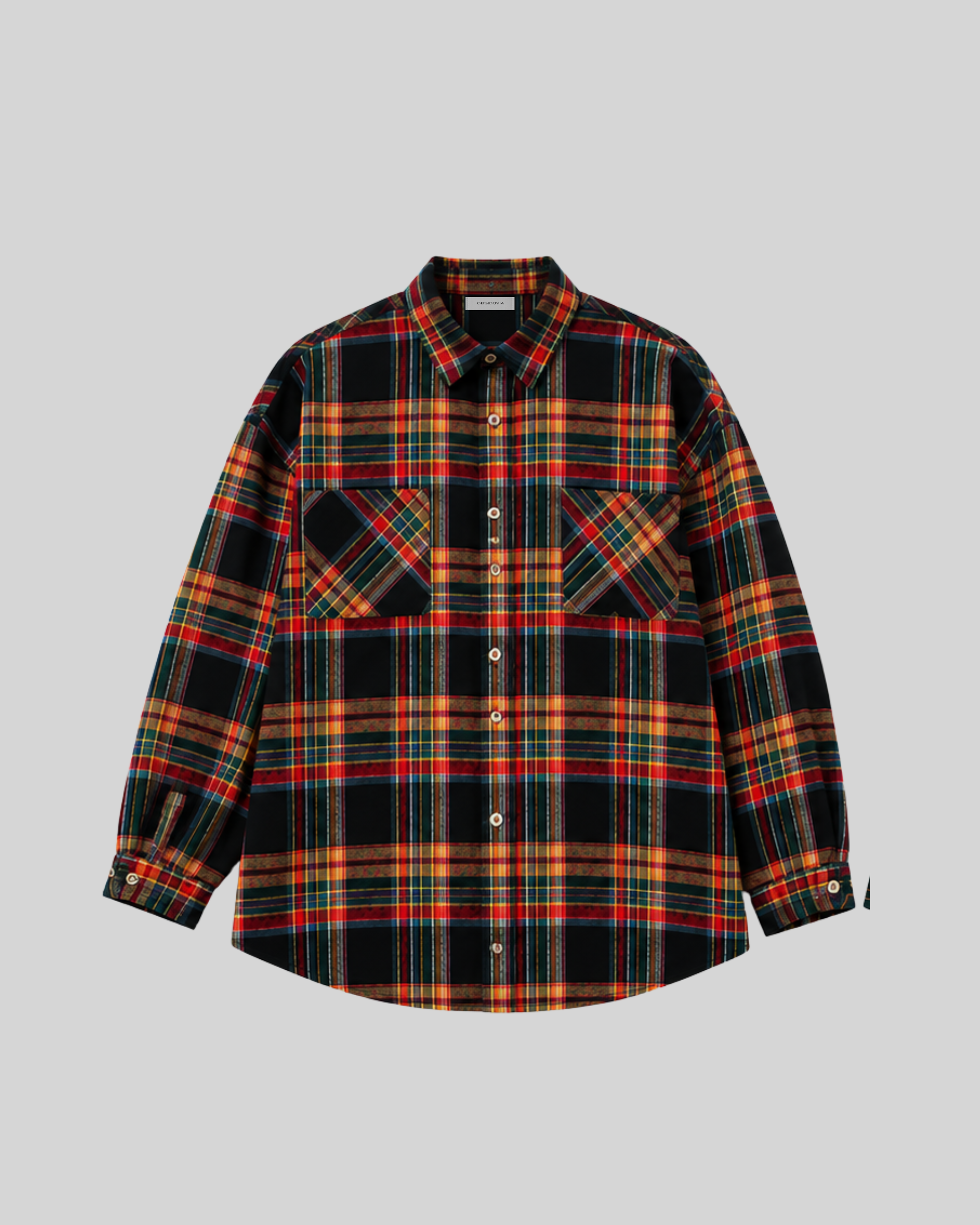 Black and Yellow Plaid Overshirt
