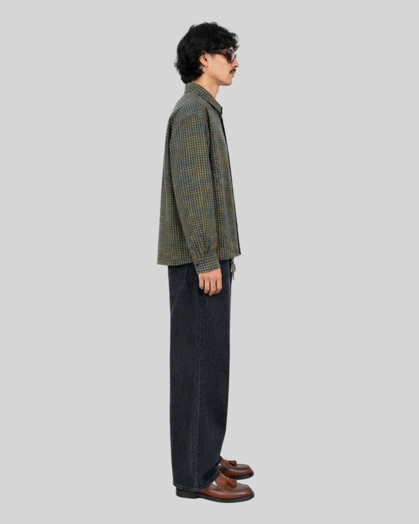 Solid color plaid lapel casual shirt for men and women