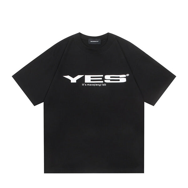 YES letter printed simple short sleeved men's and women's T-shirts