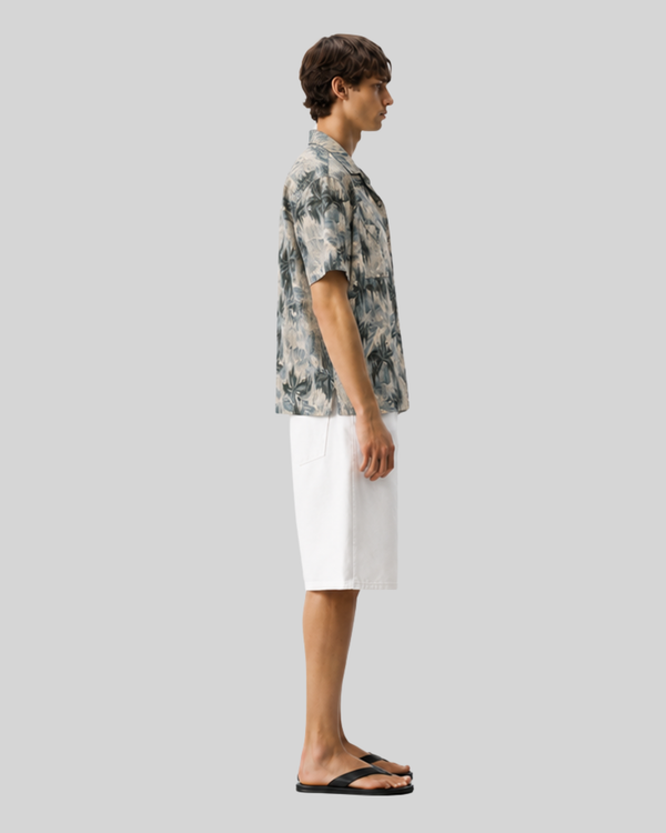 Jacquard casual drape Cuban collar shirt for men