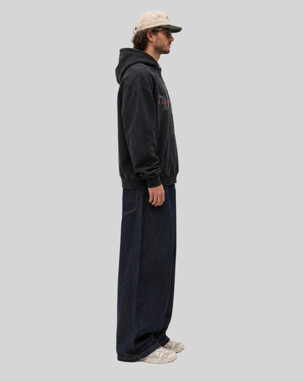 Washed hoodie with python print hooded sweatshirt for men