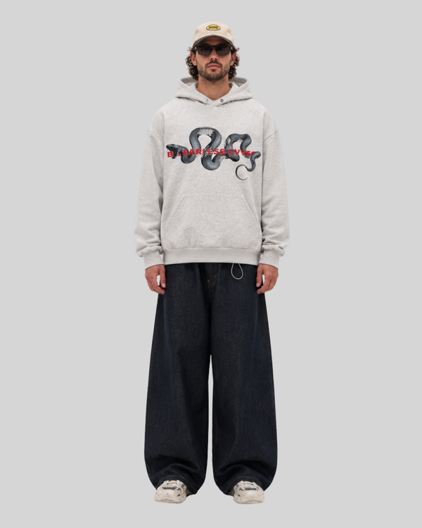 Washed hoodie with python print hooded sweatshirt for men