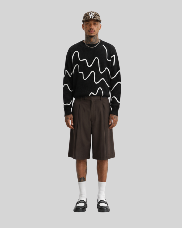 Color blocking line design sweater for men