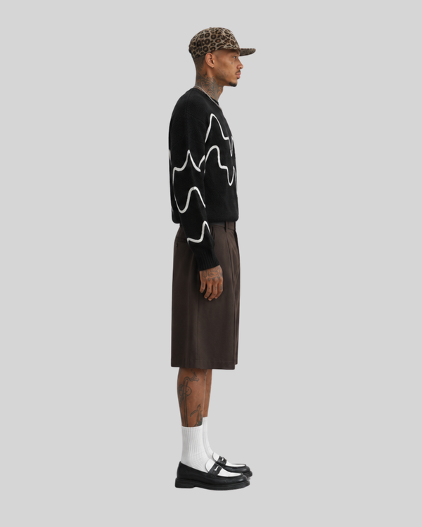 Color blocking line design sweater for men