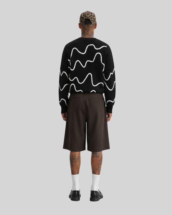 Color blocking line design sweater for men