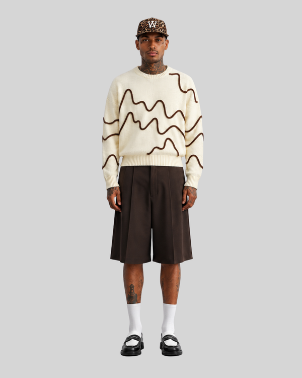 Color blocking line design sweater for men