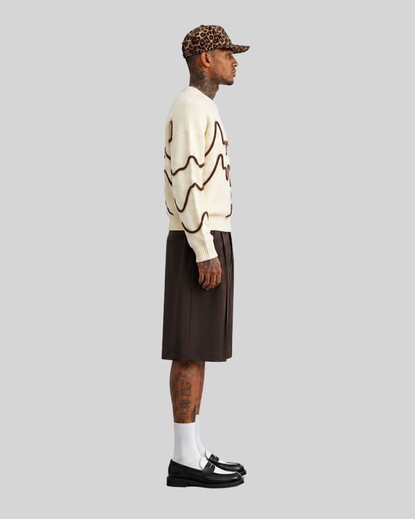 Color blocking line design sweater for men