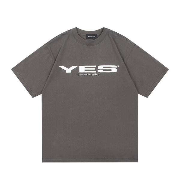 YES letter printed simple short sleeved men's and women's T-shirts