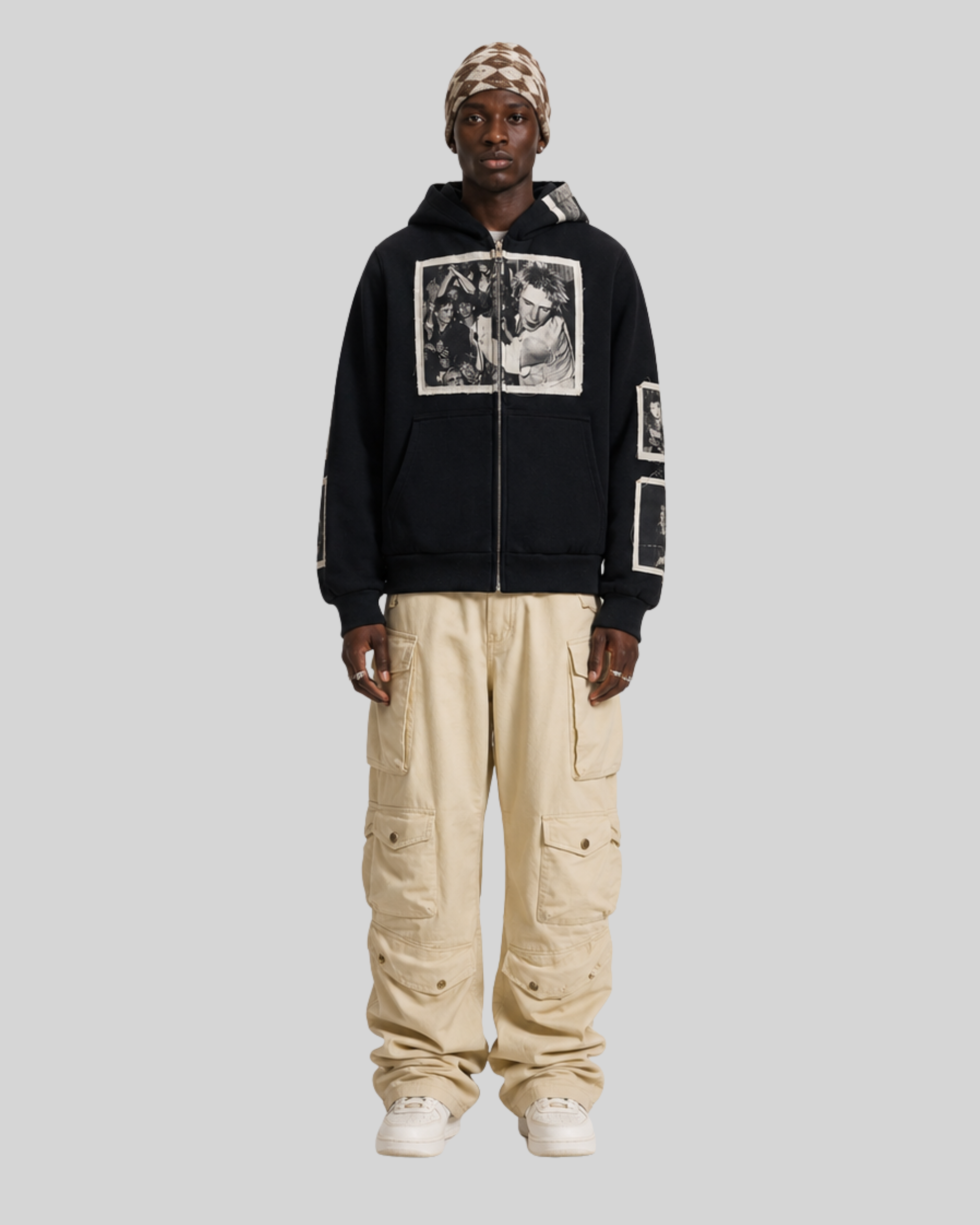 Tape Detail Zip Hoodie-6
