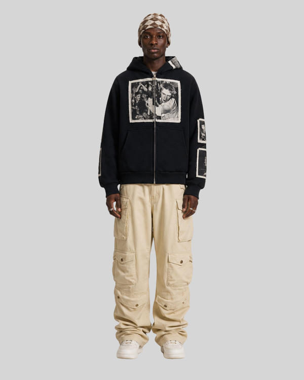 Zipper sweatshirt for men with adhesive tape