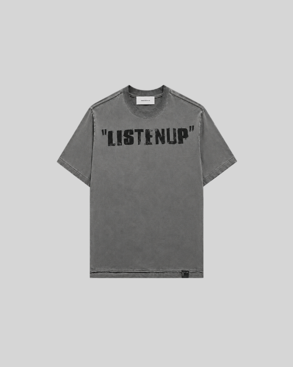 Letter printed washed distressed T-shirt for men