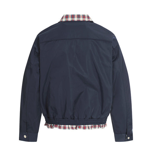 Retro Men's Jacket, Turn-Down Collar, Color Block Splicing, Casual Loose Fit Outerwear for Men