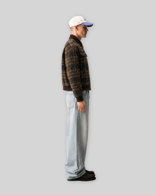 Color blocking plaid thick lapel jacket
