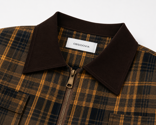 Color blocking plaid thick lapel jacket